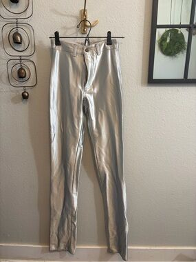 Silver 60s club wear Skinny Pants for Women